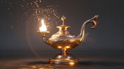 very beautiful magic lamp isolate on transparency background PNG