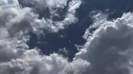 Wall Mural - Timelapse of blue Sky with Fast moving white fluffy cloud,