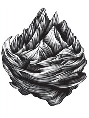 Canvas Print - Abstract illustration of a mountain range with a swirling, textured base.