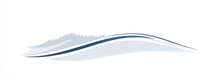 Poster - A simplistic design illustrates a ski trail winding through snowy terrain, embodying the essence of winter sports activities. Generative AI