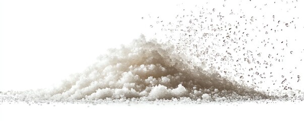 a pinch of salt being sprinkled, culinary action, detailed and dynamic, isolated on white background