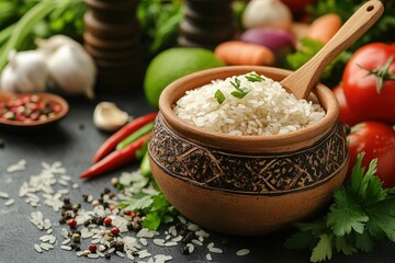 Wall Mural - white rice in the bowl