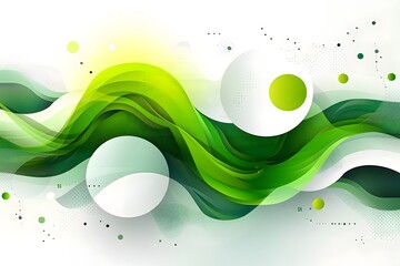 Poster - Vibrant Green Abstract Waves with Circular Elements