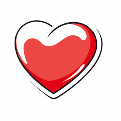 A red gradient heart cartoon sticker design on a isolated white background (2)