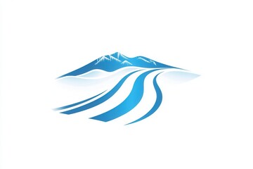 Poster - A smooth, flowing design captures the essence of a ski trail in fresh snow, evoking winter sports and mountain adventures. Generative AI