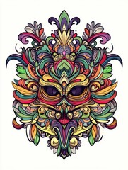 Poster - Colorful abstract mask with intricate patterns and ornate details.