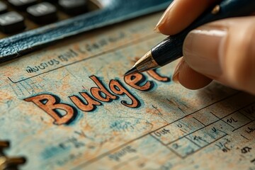 Hand Writing Budget In Notebook With Pen