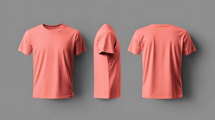 Wall Mural - Coral T Shirt Mockup   Front  Side  Back View