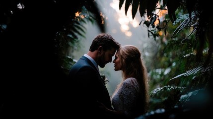 Intimate Wedding Moment in a Serene Forest Setting