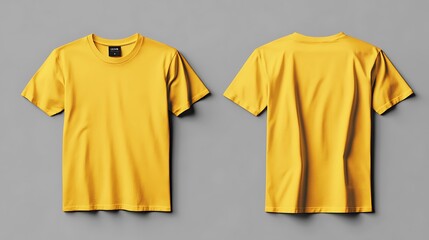 Wall Mural - Yellow T Shirt Mockup Front and Back View