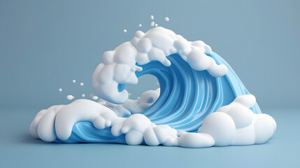 Canvas Print - Ocean Waves summer elements icon 3D Cartoon