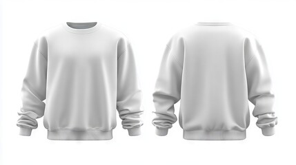 A white sweatshirt with a blank front and back view