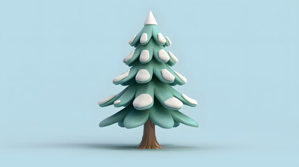 Wall Mural - Pine Tree Winter elements icon 3D Cartoon