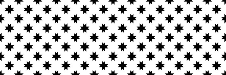 Poster - horizontal seamless of black serrated star design for pattern and background.