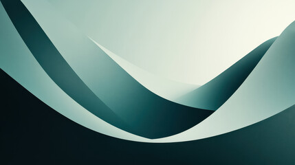 Poster - Abstract flowing wave-like shapes in soft grey and white tones.