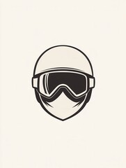 Poster - This design showcases a modern logo of a ski helmet and goggles, ideal for representing winter sports, skiing, and snowboarding activities. Generative AI
