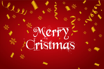 Wall Mural - christmas confetti snowflake with red background vector free