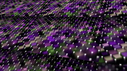 Poster - Blurred squares are moving gently on the black screen. Animation. Field with shimmering squared shapes.