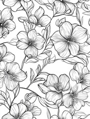 Wall Mural - Line art illustration featuring a floral background suitable for design purposes