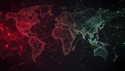 Aufkleber - Polygonal mesh line illustration of a map featuring a contemporary design and style