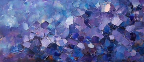 Wall Mural - Abstract oil painting depicting blue and purple stone textures featuring various shades of gravel in a textured composition