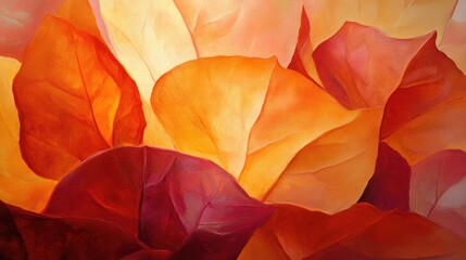 Wall Mural - Vibrant oil painting of Bougainvillea petals showcasing stunning bright and translucent ocher hues in a close up macro nature image