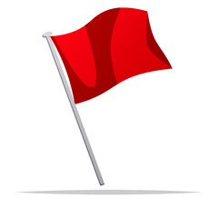 Sticker - Red flag with pole vector isolated illustration