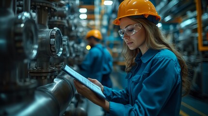 Wall Mural - Industrial Precision: Female Engineer at Work