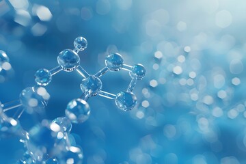 Poster - Stunning Close-Up of a Molecular Structure in a Blue Abstract Background