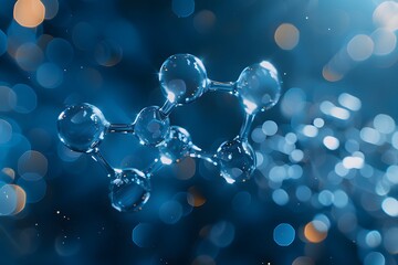 Poster - Stunning Molecular Structure in a Blue Bokeh Background