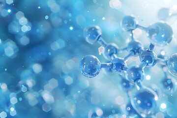 Poster - Abstract Molecular Structure in Blue Hues with Bokeh Effect
