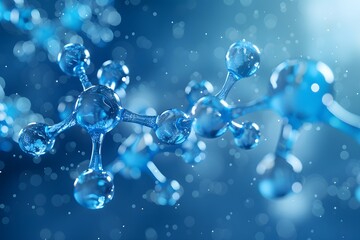 Poster - Stunning Visualization of Molecular Structures in a Blue Abstract Background