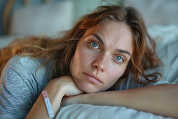 Reflective Moment: A Close-Up of a Thoughtful Young Woman in Soft Lighting