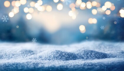 Christmas winter background with snow and blurred bokeh.Merry christmas and happy new year 