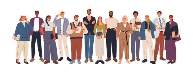 Poster - Business people group portrait. Corporate professional team, colleagues, office workers. Happy employees, company staff, standing together. Flat vector illustration isolated on white background