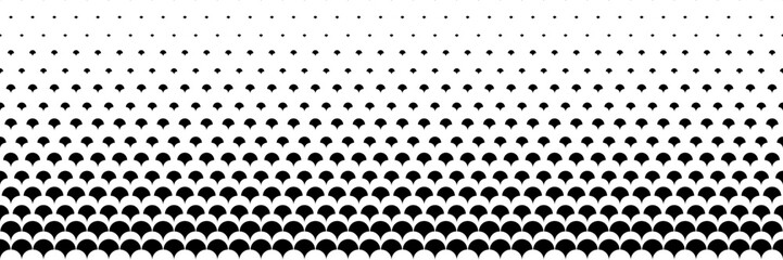 Poster - horizontal halftone of black leaves design for pattern and background.