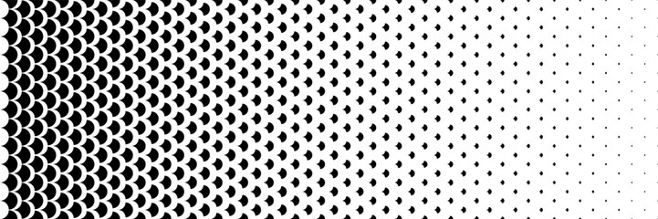 Poster - horizontal halftone of black leaves design for pattern and background.