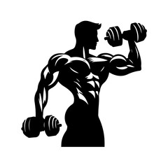 Poster -  body builder man vector illustration