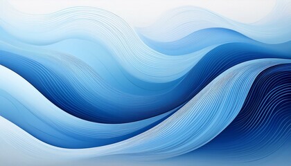 Fototapete - Abstract blue wave lines pattern on a white background with space for your text. Abstract light blue and white wave background. Modern simple overlay curve layer template graphic elements. 