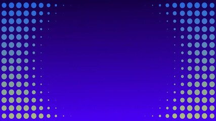Poster - Yellow and green dots forming geometric pattern over blue gradient background in animation