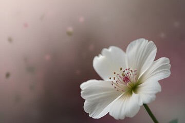 Soft focus blur White flower. Fog smoke pink nature horizontal copy space background. Generative AI