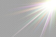 © Максим Славов - Rainbow crystal star. Crystal ray light, sun shines rainbow red yellow and blue color. Optical fire light effect. Vector lens glare leakage glare reflection effect. Sparkle shine. Sunlight