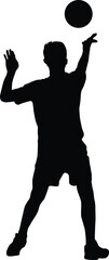 Wall Mural - Men volleyball player silhouette illustration. People pose when playing volleyball.