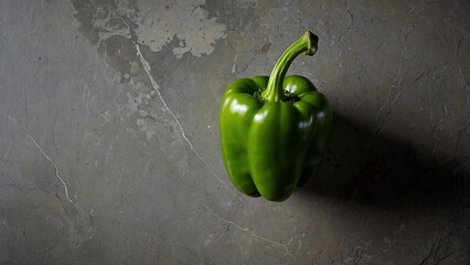 green bell pepper on grey stone table