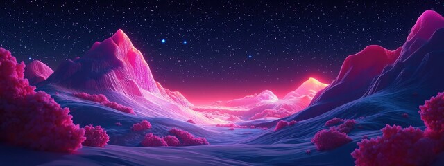 Poster - 3D cartoon illustration featuring a starry sky scene