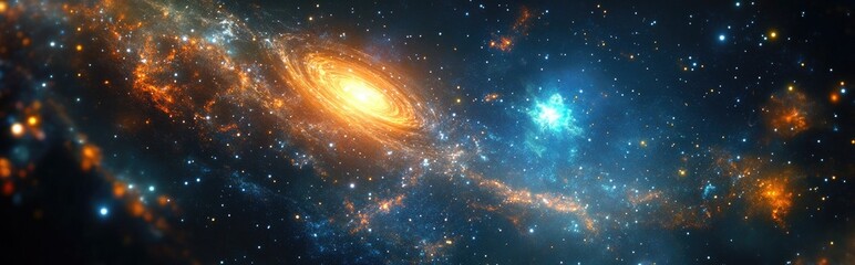 Aufkleber - Stars and galaxies in deep space are depicted in a 3D cartoon rendering highlighting the beauty of space exploration amid darkness and light