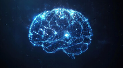 Poster - Abstract brain hologram background. Digital brain. Brain Artificial Intelligence Concept. Brain activity. Brain anatomy. Science showing the human brain. Human brain animation. Copy space area