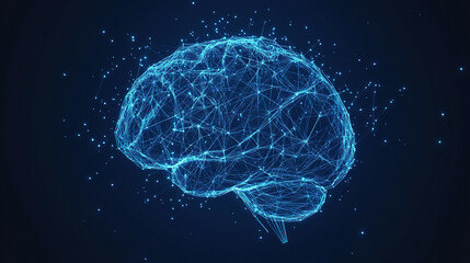Poster - Abstract brain hologram background. Digital brain. Brain Artificial Intelligence Concept. Brain activity. Brain anatomy. Science showing the human brain. Human brain animation. Copy space area