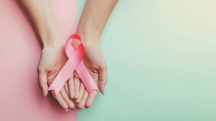 Breast Cancer Awareness Month, October Pink Ribbon with Copy Space