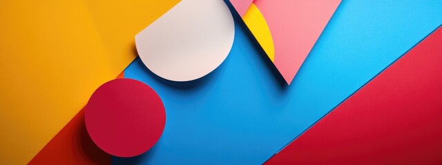 Poster - Abstract minimalist background featuring a still life composition of geometric paper shapes